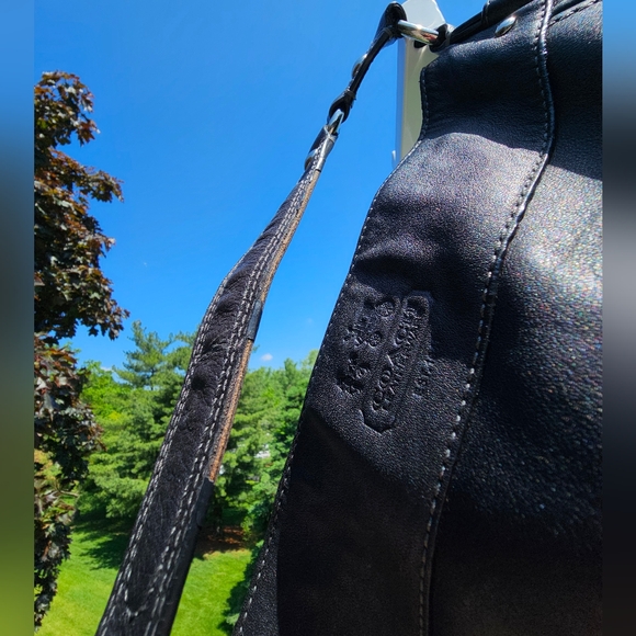 COACH Zoe Black Leather Hobo Shoulder Handbag w/Silver Trim - Picture 7 of 8